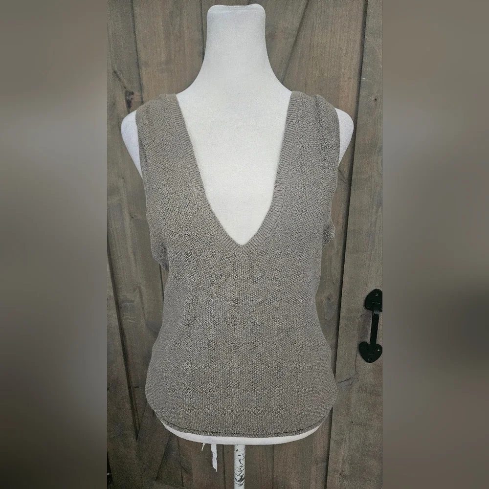 Free People Beach Keiran Tie Back Sweater Tank Top XS NWOT Phantom Gray